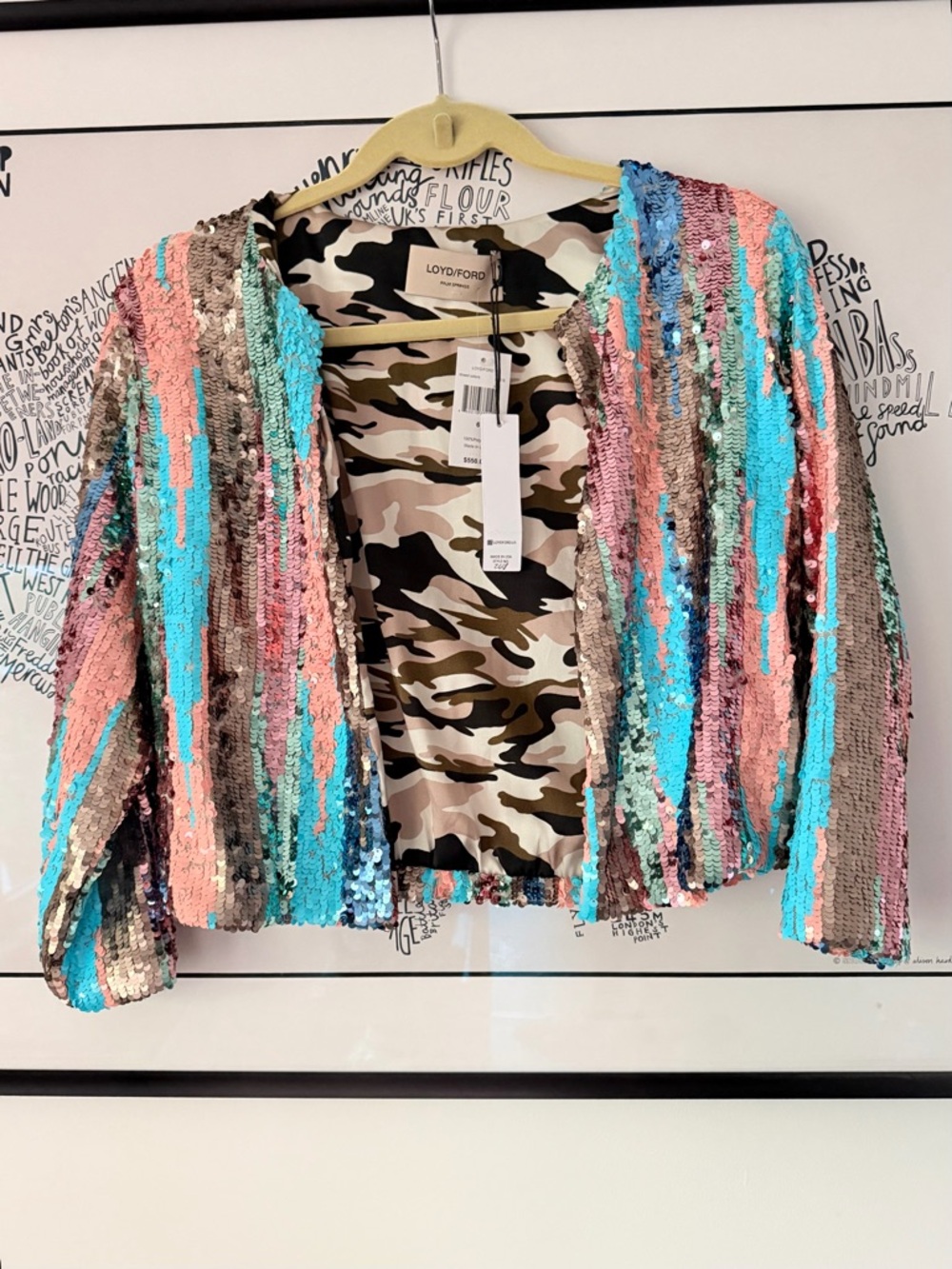 NWT | LOYD/FORD Palm Springs Sequin Stripe Multicolor Jacket Silk Lining Size 6